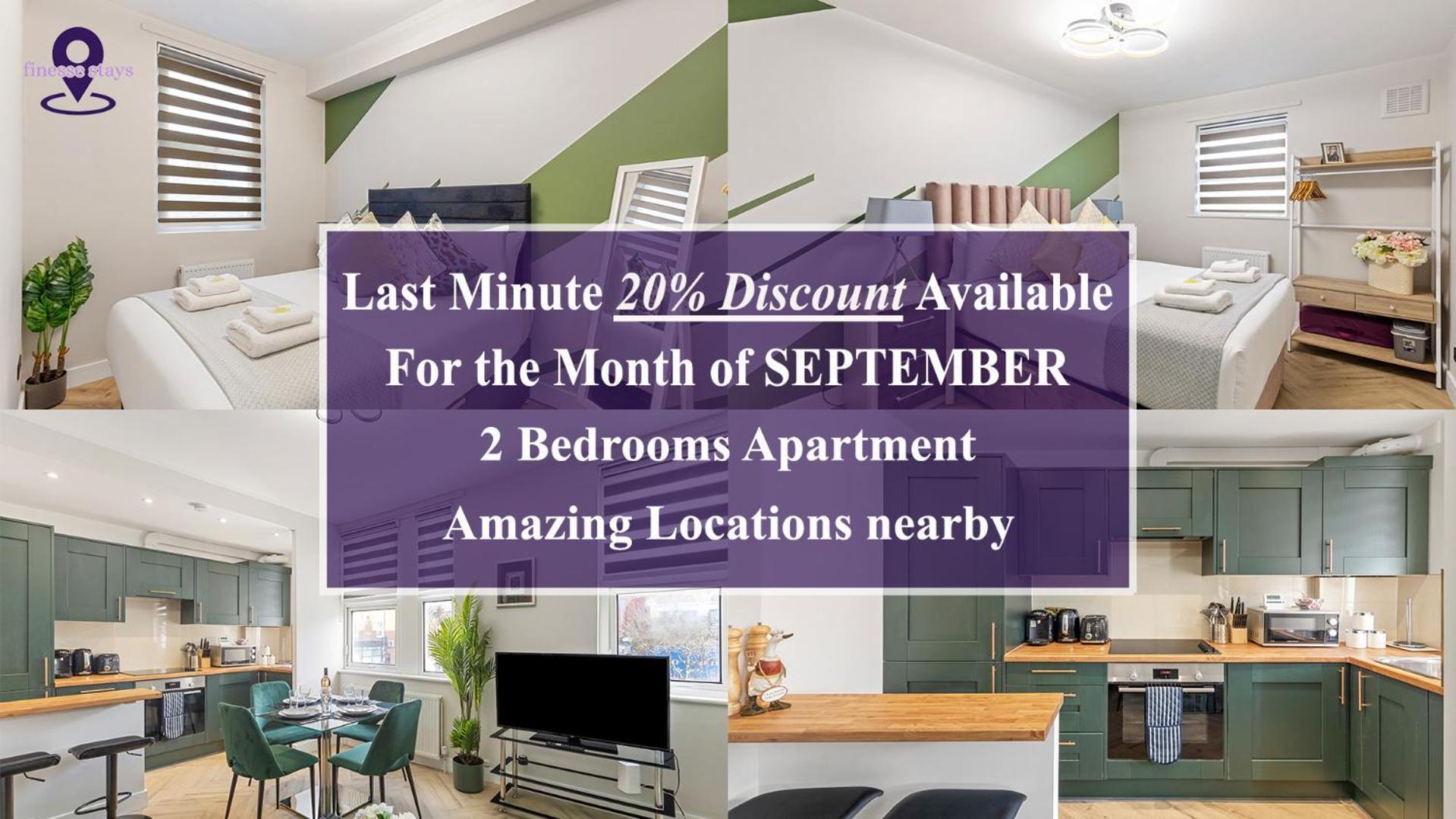 Last-minute Grab ! Limited Time L Exclusive On 2 Bedroom, High Spec Luxury Flat By Finesse Short Lets & Serviced With Free Wifi * London