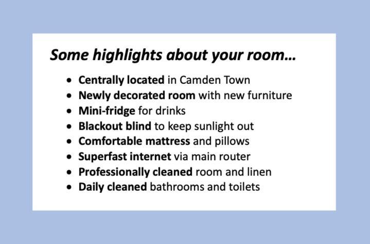 Stylish 1-minute Walk To Camden Town Metro, Shops, Cafes, Bars & Restaurants With Shared Bathrooms Privat overnatting *