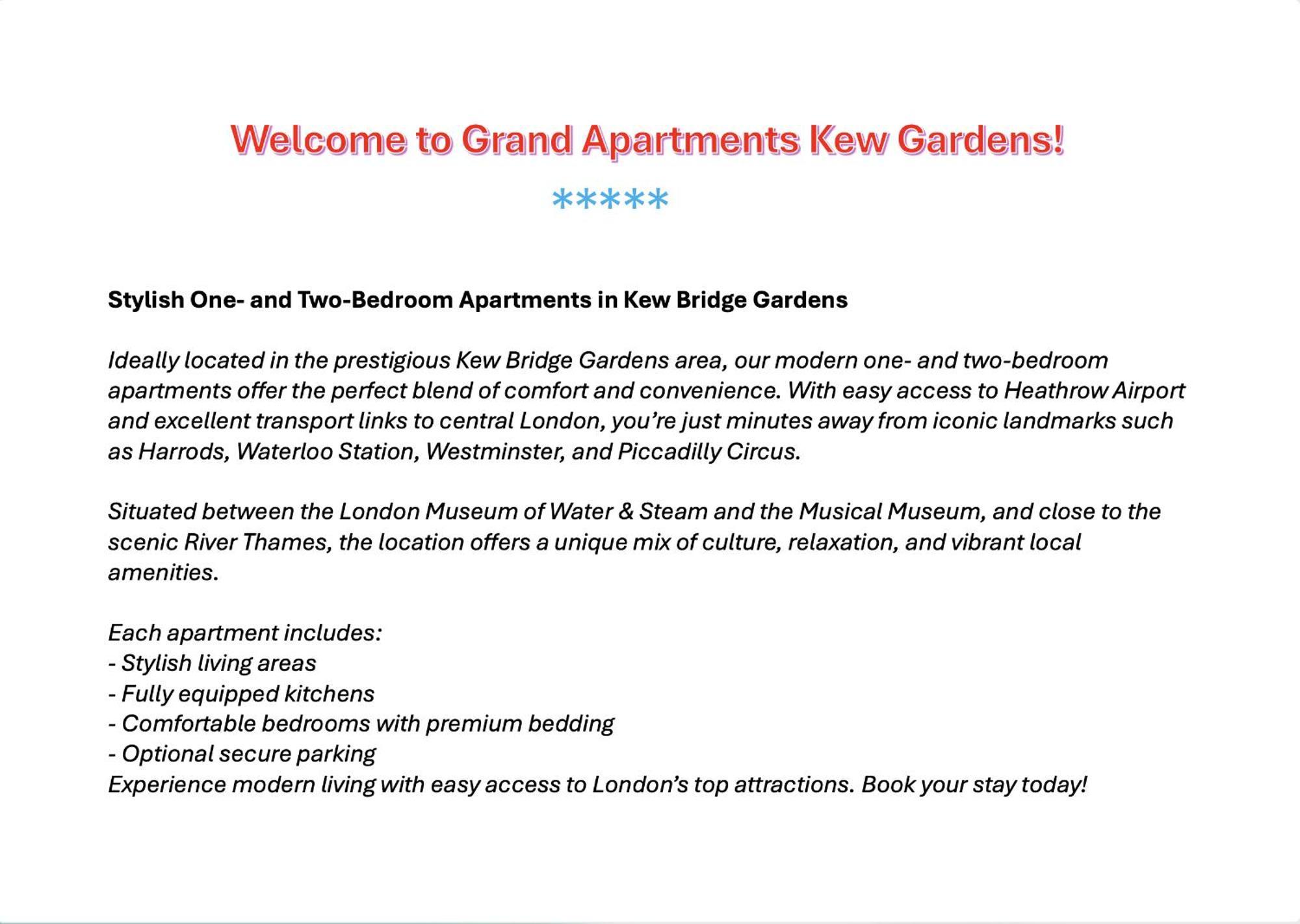 Grand Kew Gardens Apartment